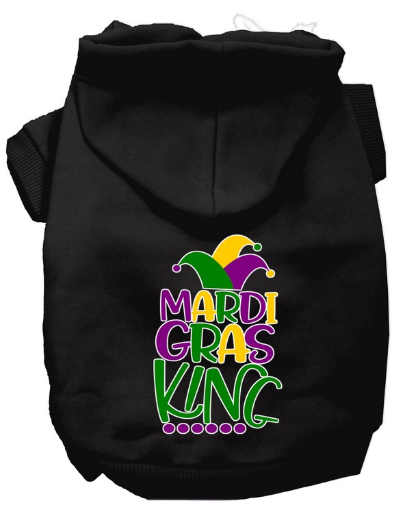 Mardi Gras King Screen Print Mardi Gras Dog Hoodie Black XS